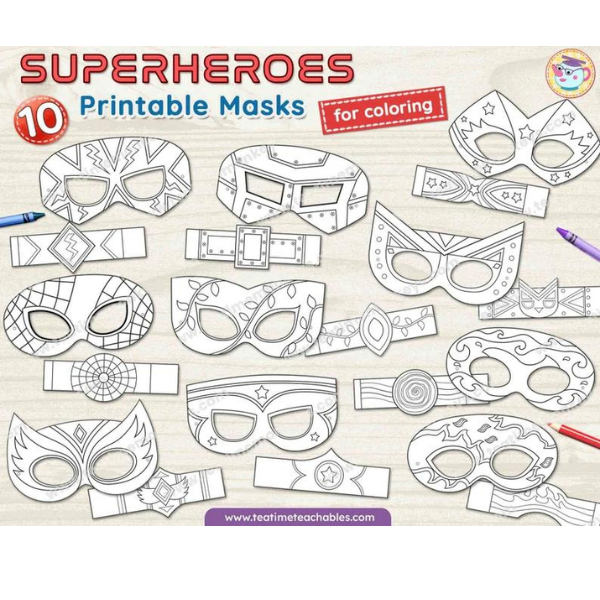 printable color in super hero masks