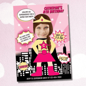 a custom supergirl invite, where you can change the face of supergirl with your own photo