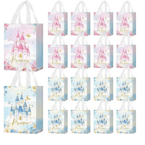 24 Pcs Prince and Princess Party Favor Bags with Handles