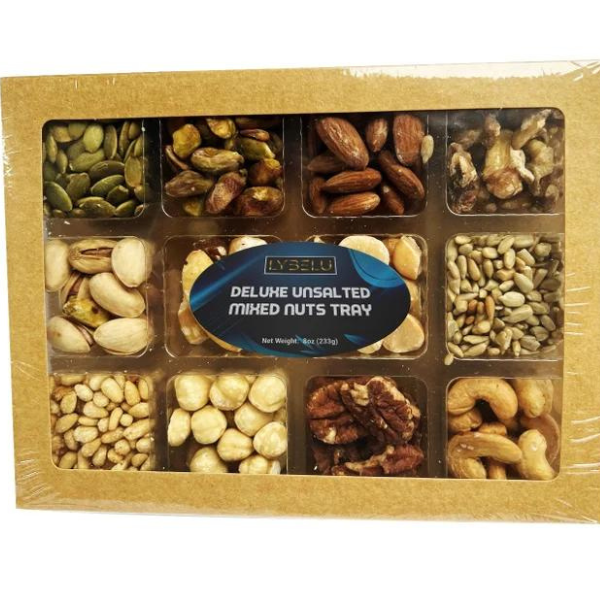 Tray of mixed unsalted nuts