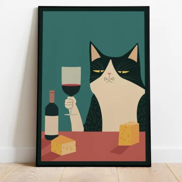 Cat Wine And Cheese Poster,