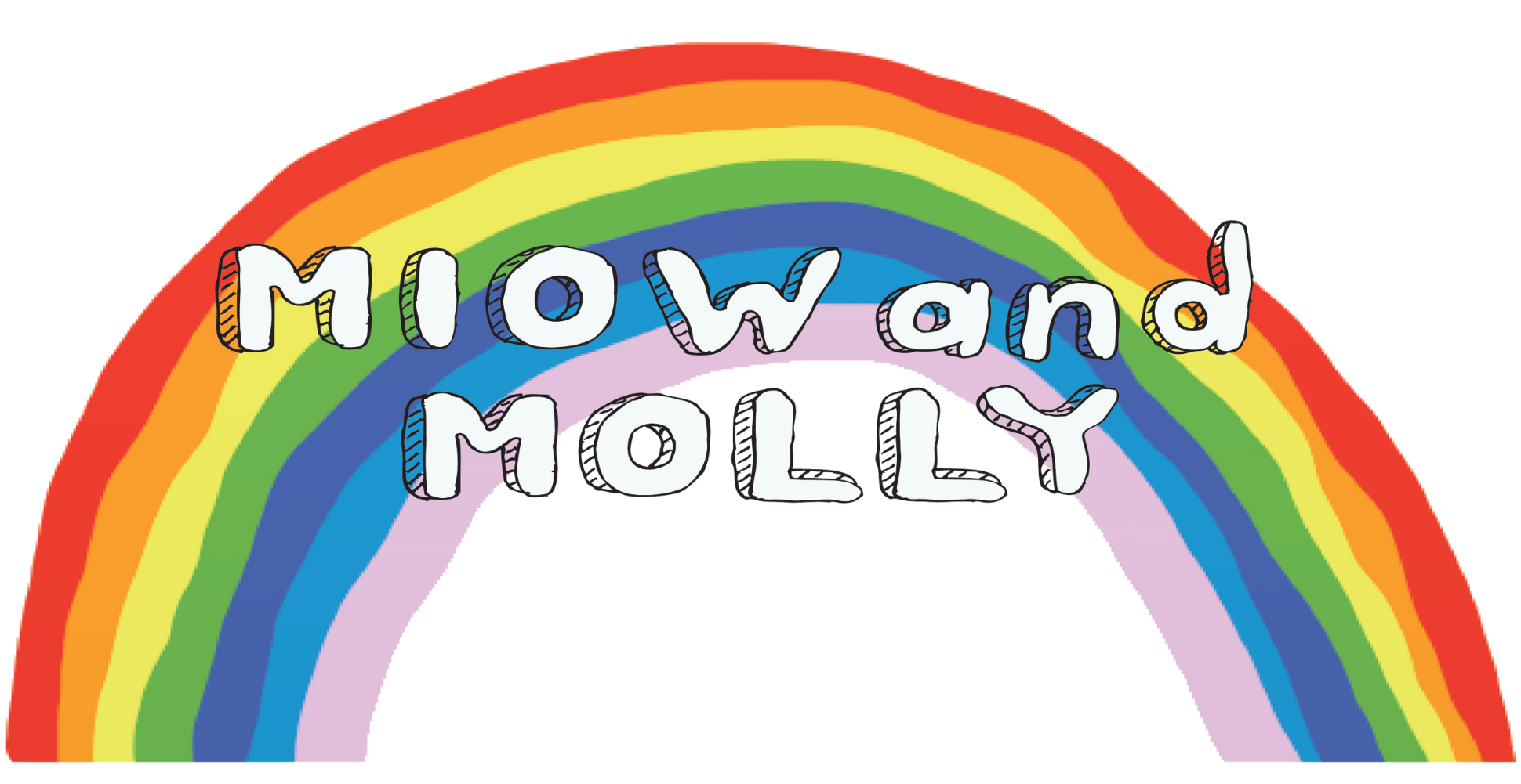 Logo for Miow and Molly. A rainbow with the words MiowandMolly