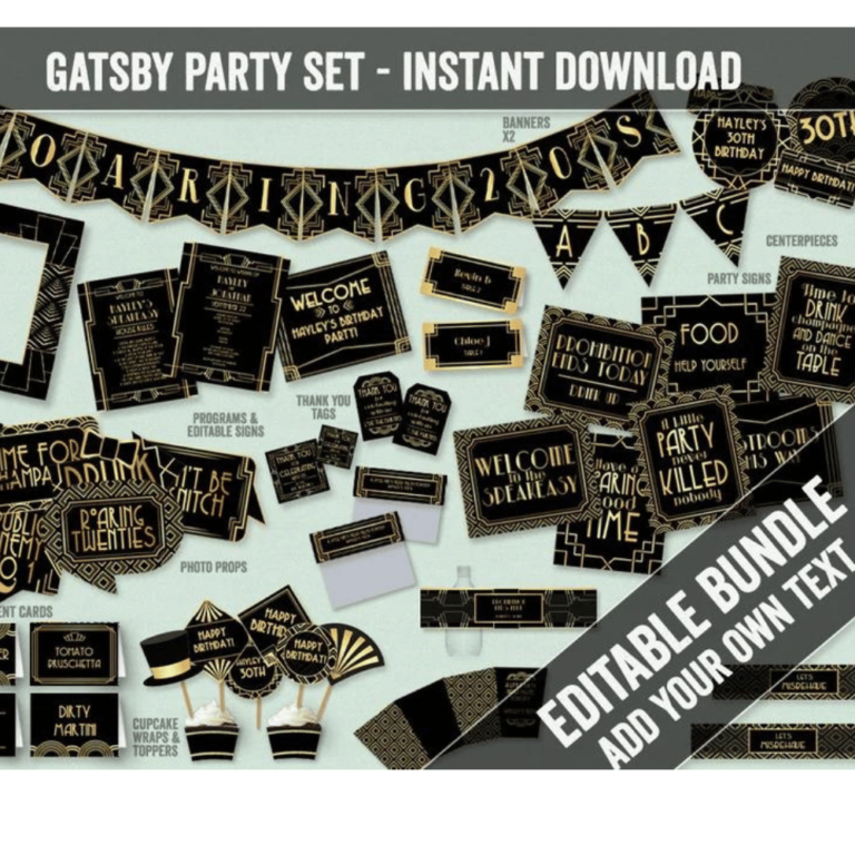 Downloadable decorations for roaring twenties party