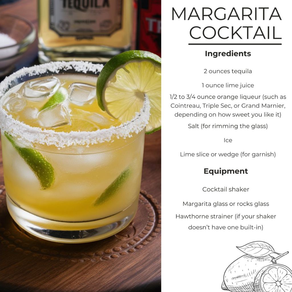 Ingredients for a margarita cocktail