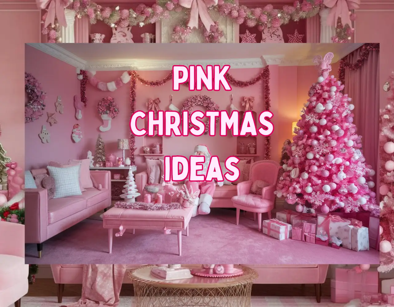 a room decorated in Pink Christmas style