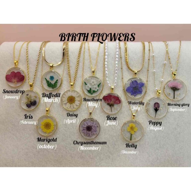 Real Dried Birth Month Flower Necklace