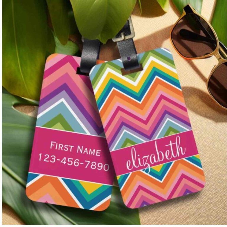 Huge Colorful Chevron Pattern with Name Luggage Tag