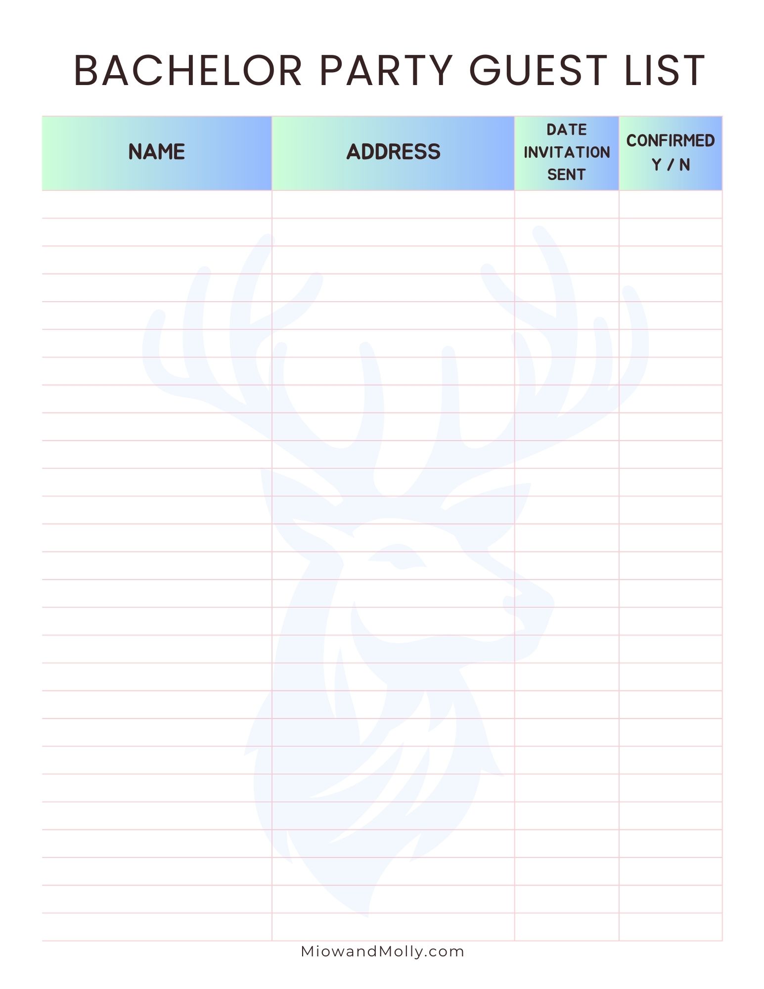 Bachelor party guest list printable