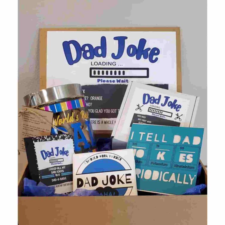 Gift Box-"Dad Jokes" Jar w/ 52 Wks of Dad Jokes, Journal, Coaster, Treats, Card- Father's Day - World's Best Dad!