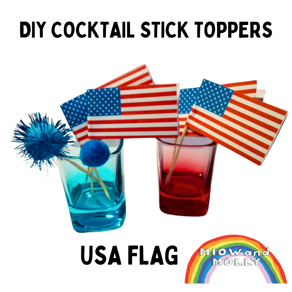 Cocktail sticks topped with a USA flag