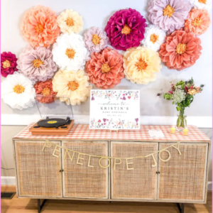 Paper flowers on wall