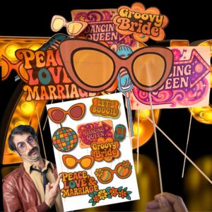a set of props for photo for a Hippy wedding party