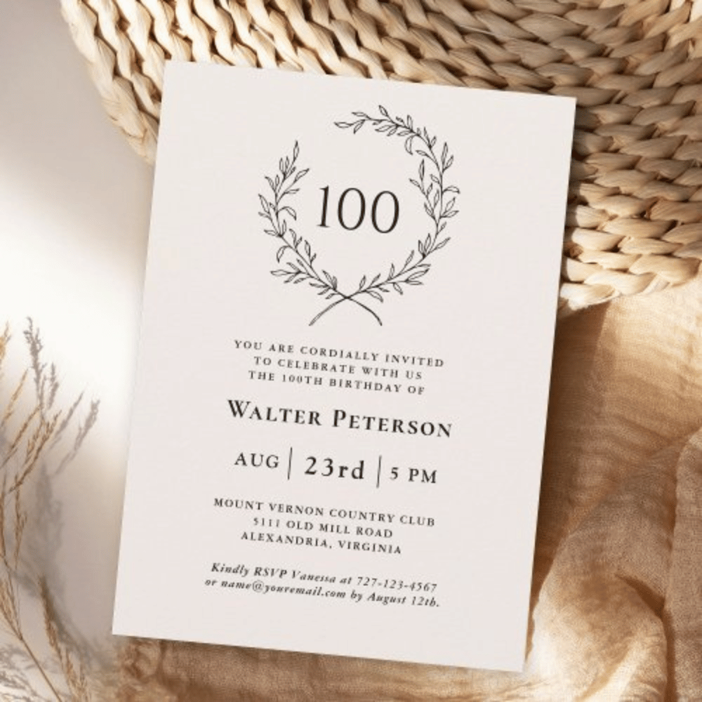 100th birthday party invite