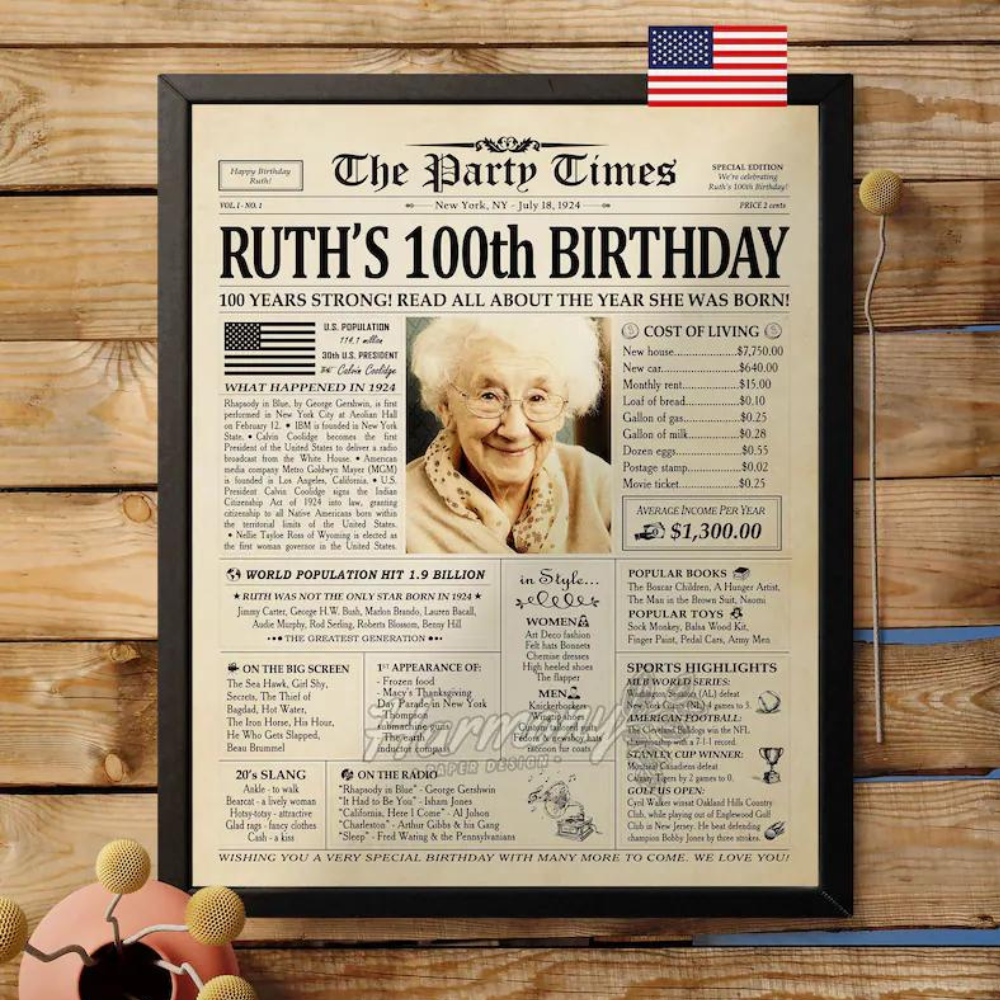 a digital 100th birthday personalized newspaper