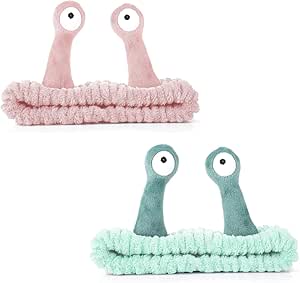 2 Pcs Face Wash Headband,Snail Spa Hair