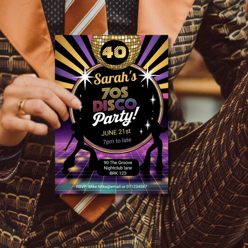 1970s style invitation or an adult disco party