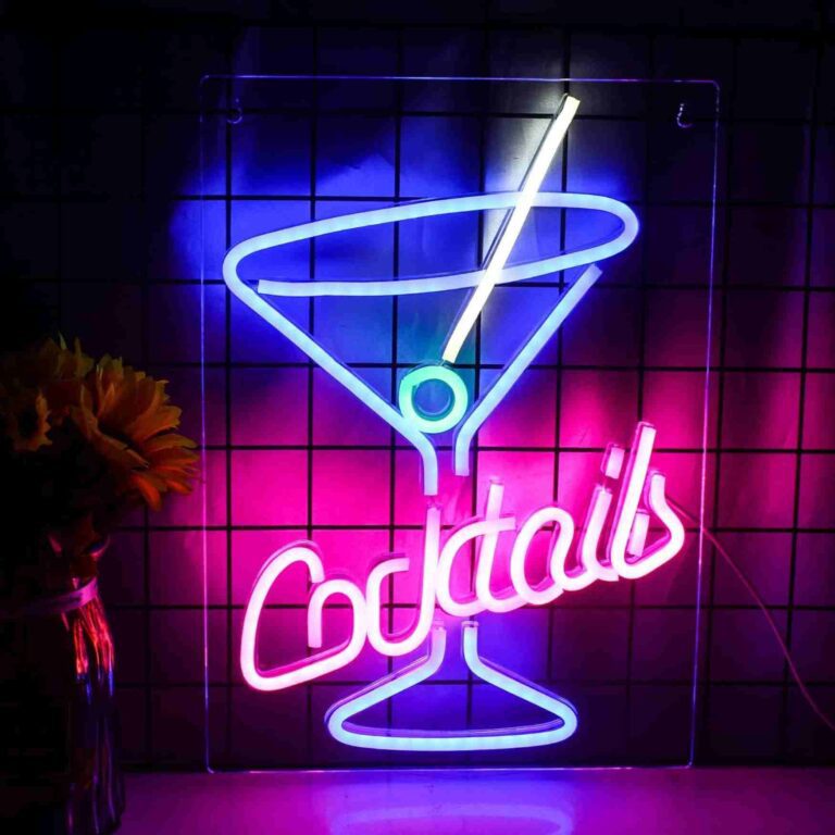 A neon Cocktail party sign