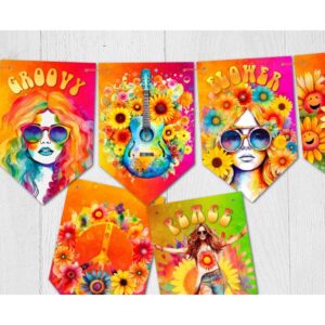Hippie Chic Retro 1960's / 1970's Psychedelic Festival Party Bunting Decoration
