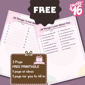 16th birtthday free printable