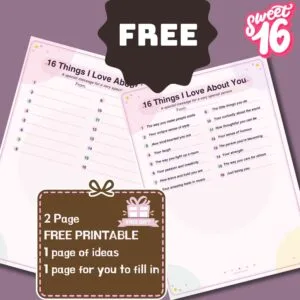 16th birtthday free printable