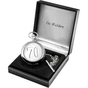 an engraved pocket watch for a 70th birthday