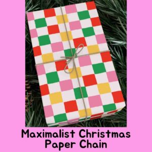 Checkerboard Wrapping Paper! Designed for bold gift-givers, this modern Christmas wrap features a vibrant pattern of pink, green, red, yellow, and white squares