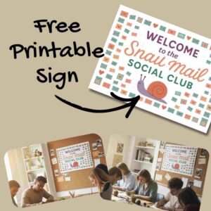 Free Printable sign for a penpal party