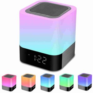 Bedside Lamp with Alarm Clock Bluetooth Speaker,
