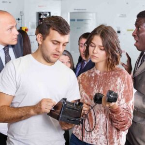 adults at an escape room