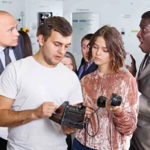 adults at an escape room
