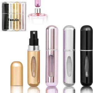 TonJin 4PCS 5ml Perfume Atomiser Refillable Bottles Portable Mini Spray Travel Bottle