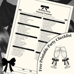 printable party checklist for a black bow party